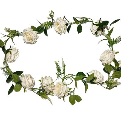 China Durable Modern Quality Home Decoration Wall Hanging Artificial Flower Roses Vine for sale