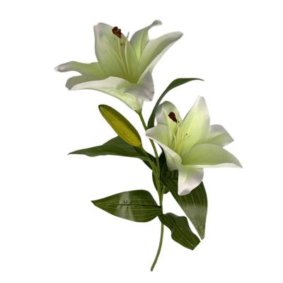 China China Manufacturer Real Touch Wedding Durable Wholesale Bush 3D Flower Bouquet Artificial Lily for sale