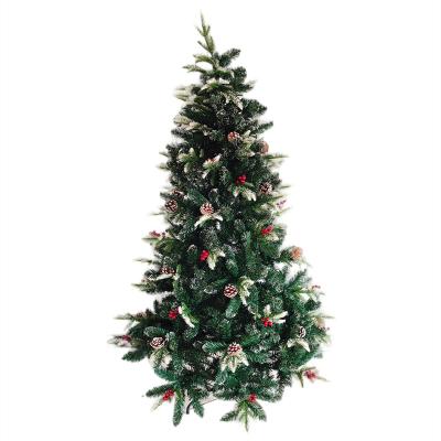 China Custom Modern Wholesale Artificial Christmas Tree PVC and PE with Berries and Pine Cone Artificial Christmas Trees for sale