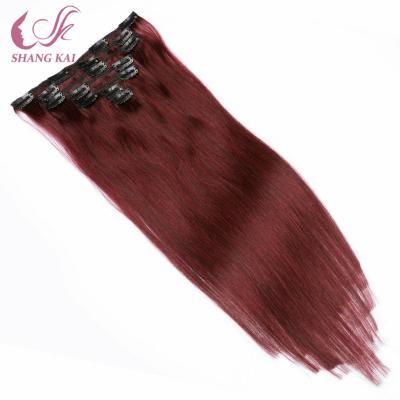 China Hot Selling Silky Straight Wave Cuticle Aligned Human Hair 100% European Remy Hair Clip In Hair Extension for sale