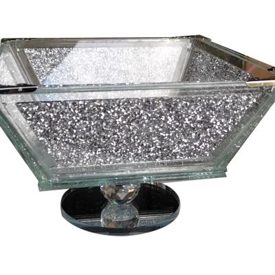 China Viable Fabulous Diamond Crushed Crystal Filled Fruit Bowl Dish for sale