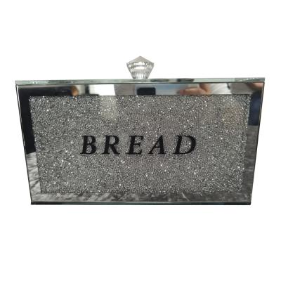 China Viable Kitchen Money Crushed Diamond Crystal Mirrored Bread Bin Container for sale