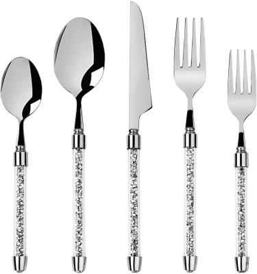 China Viable Crushed Diamond Spoon Crystal 304 Stainless Cutlery for sale