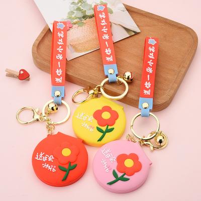 China Souvenir Flower Mirror Cartoon PVC Soft Character Rubber Key Chain for sale