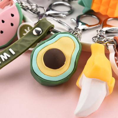 China Souvenir Fruit Avocado Banana Pineapple Pineapple Watermelon 3D PVC Soft Gift Rubber Key Chain for sale