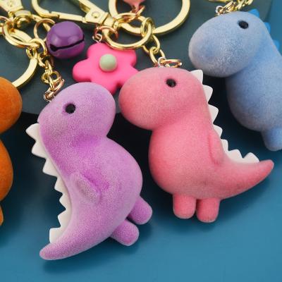 China Souvenir 6 Color Light Key Offset Printing Rubber Dinosaur Chain Key Chain for sale