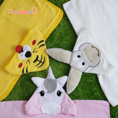 China Unicorn QUICK DRY Unique Baby Terry Cotton Bath Wrap Hooded Towel With Hood for sale