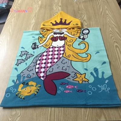 China QUICK DRY Micro Fiber Kids Mermaid Baby Hooded Bath Towel for sale