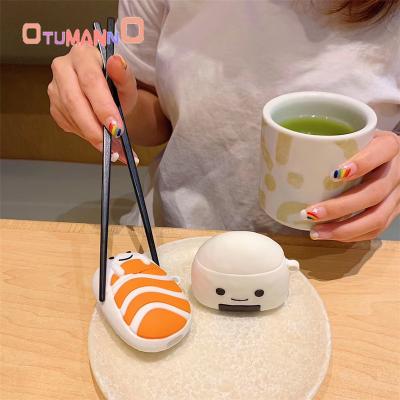 China Cute Funny Souvenir Sushi Rice Ball Cartoon Soft Plastic Silicone Cover Earphone Case For Airpods for sale