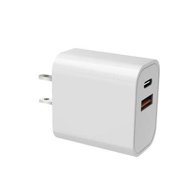 China Original Factory Wholesale USB C 20W USA PD Charger 20W USA Plug 2 Fast Charging Quick QC 3.0 Wall Charger With ETL Certificate for sale