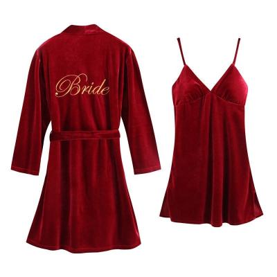 China Thermal Wholesale Pajamas Customize To Shear Custom Embroidery Women Wedding Bride Long Robes for sale