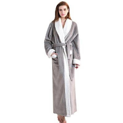 China Coral Fleece L Thermal Soft Flannel Bathrobe Women's Super Warm Long Dressing Gown Women's Long Robes for sale