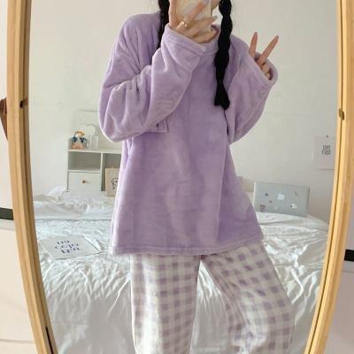 China Winter Thermal Hot Sale Women's Pajamas Set Flannel 2pc Ladies Warm Soft Coral Fleece Velvet Cartoon Sleepwear For Girls Night Suit for sale