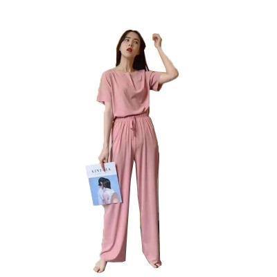 China QUICK DRY OEM/ODM Acceptable Customize Home Suit Slim Fashion Casual Women's Soft Sleepwear New Spring And Summer Pajamas for sale