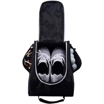 China Golf Shoe Bag Zippered Golf Shoe Bag Shoe Carrier Bags With Ventilation Outside Pocket For Socks for sale