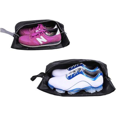 China Waterproof Nylon Golf Shoe Bag Golf Shoe Carrier Travel Shoe Bags With Zipper For Men And Women for sale