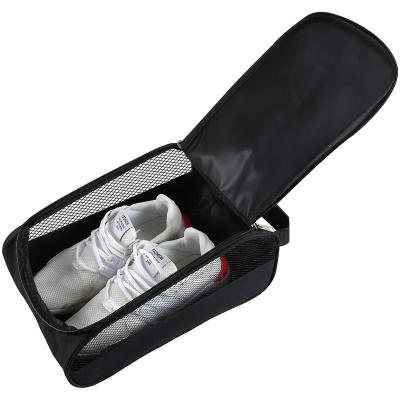 China Golf Shoe Bag Foldable Black Outdoor Golf Shoes Bags Travel Shoes Bags Zippered Sports Shoes Bag for sale