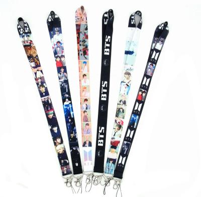 China 2.5*92cm Polyester Wholesales BTS Korean Style Cell Phone Strapping Cell Phone Polyester Lanyard With Logo Custom for sale