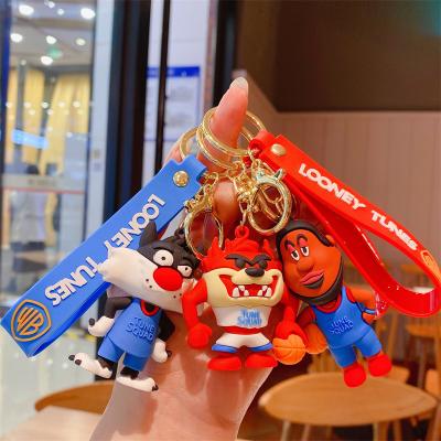 China Lovely Cartoon Bugs Bunny Lallaveros Designer Keychain Rubber Doll Keychain Accessories Pendant Kawaii Key Chains for sale