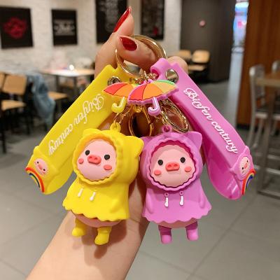 China 2022 Designer llaveros PVC Raincoat Pig Farm Rubber Key Chain Decorations Bag Cute Plastic Rubber Key Chain Pendant Kawaii Key Chains for sale