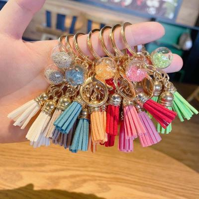 China New Product PU Colors PU Colors Tassel DIY Plastic Key Chain Metal Tassel Key Chains Leather Running Accessories Leather Acrylic Ball for sale