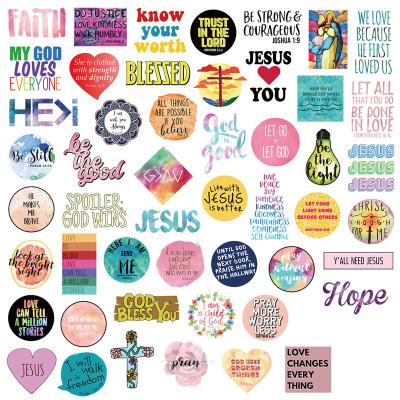 China 50pcs Cartoon Sticker PVC Vinyl Branding Advertising Die Cut Sticker 50pcs High Quality UV Waterproof Faith Jesus Christian Sticker For Trolley Case for sale