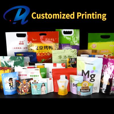 China Custom Print Moisture Proof Stand Up Ziplock Pouch Clear Knee Bags Mylar Bags for sale