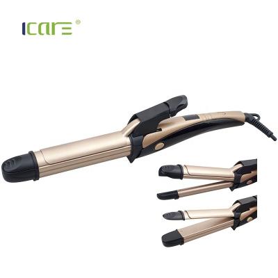 China Commercial flat iron hair straightener: 3 in1 hair straightener: straightening plates, crimping plates, hair curler for sale