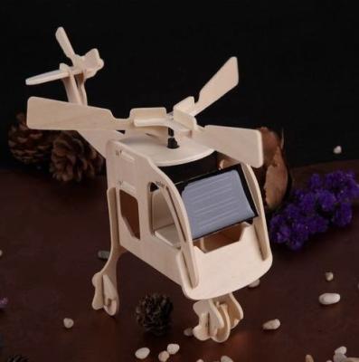 China DIY Novelties Educational Wooden Solar Helicopter XRF DIY Educational Toy for Kids for sale