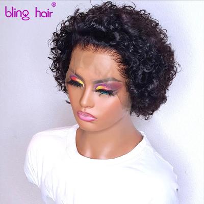 China Wholesale Hot 100% Brazilian Virgin Hair Kinky Curly Pixie Cut Short Full Lace Curly Braided Wig For Black Women Hair Vendors for sale