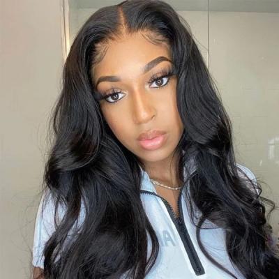 China Natural Black 100% Virgin Hair Body Wave 13*4 Lace Closure Wigs 100% Virgin Hair Transparent High Quality Wigs Wholesale Natural Black Wigs for sale