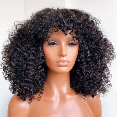 China Afro Brazilian Body Wave Pixie Cut Headband Wigs With Bangs Full Machine Cuticle Aligned Half Hair Headband Wigs For Black Women for sale