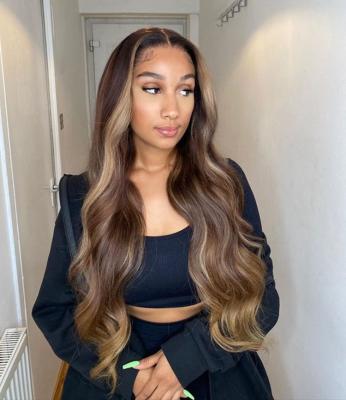 China Straight Brazilian Remy Hair Wigs Honey Blonde Ombre 150% Density Highlight Hair U Part Body Wave Wigs For Black Women for sale