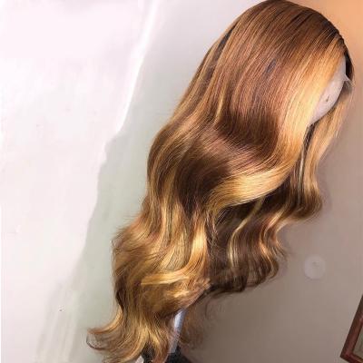 China Body Wave Unprocessed Brazilian Honey 1B Human Hair Lace Front Wigs Vendor Piano Color Brown Braided Hair Colored Lace Wigs for sale