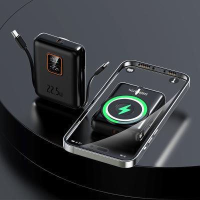 中国 Built In Cables Fast Charging Portable 15W 10000 Mah Smart Wallet With Power Bank And Wireless Charger 販売のため