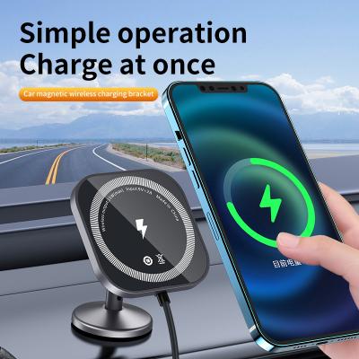 China Magnetic Charging Mobile Phone Car Holder 15w Wireless Car Charger Mount Auto-sensing Car Phone Holder zu verkaufen