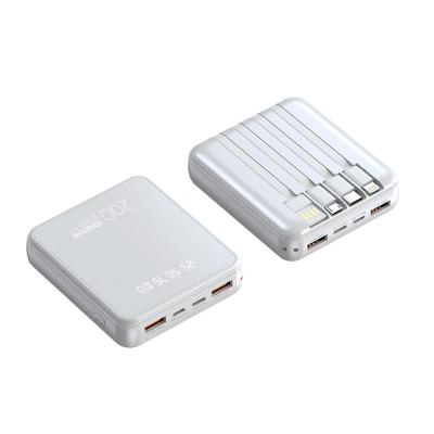 China Mini-Portable Power Bank 10000mAh Schnellladekraftbank 4in1 Eingebettete Kabel mobile Stromversorgung für Smartphone zu verkaufen