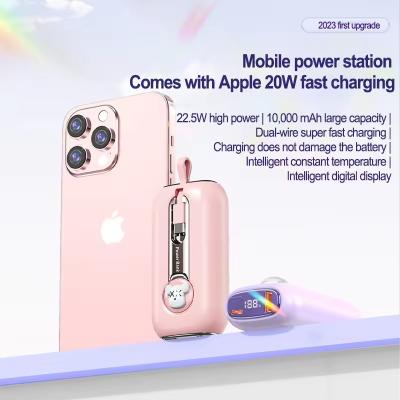 China 22W Colorful Series Two-Wire Mobile Power Supply Fast Charger 193g ABS Power Bank for sale