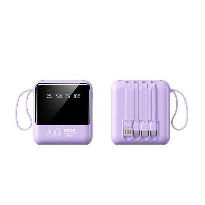 China Quick Charge Support 20000mAh Power Bank with LED Lights and 4 in 1 Built-in Cables for sale