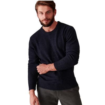 China Custom Made Winter Anti-pilling Merino Wool Sweater Material Gray Plain Men's 100% Long Sleeve Crew Neck Knitted Pullover Sweaters On ManHot Sale for sale