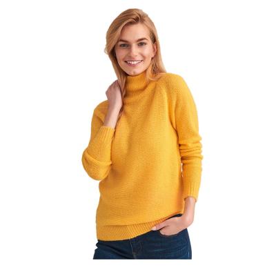 China 2021 Latest Autumn Women's Knitted Anti-pilling Sweater Winter Custom Knitted Loose High Neck Women's Wool Sweater for sale