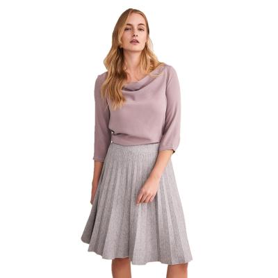 China 2021 New Design Office Women's Style Free Size Breathable Elastic Waist Women's Short Sleeve Knitted Pleated Skirt for sale