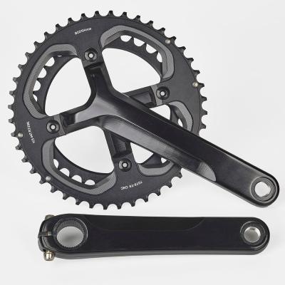 China Road Bikes High Quality Short Crank Light CNC 34/44T Sprocket Hollow Integral 155mm City And Road Bicycle Crankset for sale