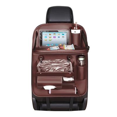 China Popular Selling Car Backseat Hanging Organizer Car Backseat Organizer Luxury Medium Waterproof Dustproof PU Leather Car Backseat Organizer for sale