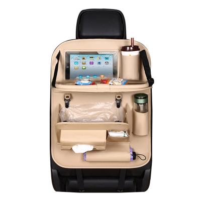 China Multifunctional Car Back Seat Organizer Hang Bag IPad Mini Holder Universal PU 1PC Waterproof Leather Car Backseat Storage for sale