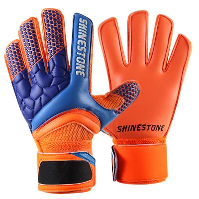 China Shinestone Comfortable Professional Goalkeeper Gloves Finger Protection Thickened Latex Football Goalkeeper Gloves Soccer Goalkeeper Gloves for sale