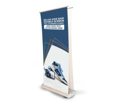 China Advertising Double Sided Roll Pull Up Banner Stand With Led Lights for sale