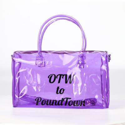 China Custom LOGO Travel Bag Waterproof Jelly Sports Gym Bag PVC Clear Candy Color Duffel Bag for sale