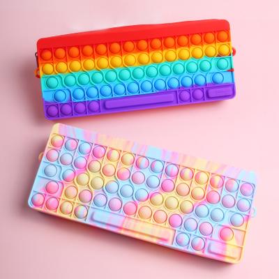 China Fashion Rainbow Colors Soft Silicone Storage Bags Keyboard Shape Girls Handbags and Purses for sale