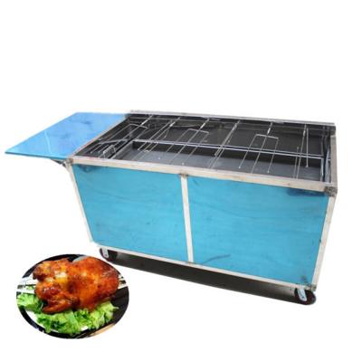 China 6 Grill Bifurcates High Efficiency Gas Rotary Charcoal Chicken Rotisserie Machine Chicken Barbecue Grill Machine for sale